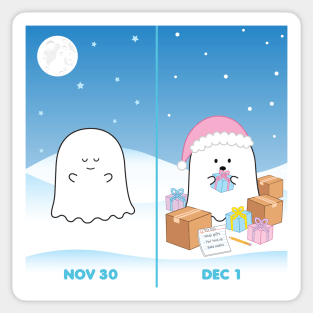 Gordie the Ghost (Nov 30 vs Dec 1) | by queenie's cards Sticker